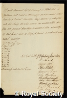 Pennant, David: certificate of election to the Royal Society