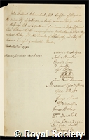 Blumenbach, Johann Friedrich: certificate of election to the Royal Society
