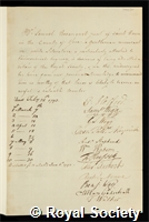 Bosanquet, Samuel: certificate of election to the Royal Society