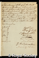 Murray, John: certificate of election to the Royal Society