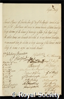 Plumer, Sir Thomas: certificate of election to the Royal Society