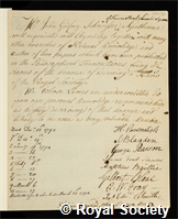Schmeisser, Johann Gottfried: certificate of election to the Royal Society