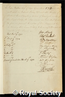 Walker, John: certificate of election to the Royal Society
