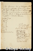 Symmons, John: certificate of election to the Royal Society
