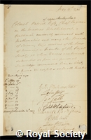 Ross, Patrick: certificate of election to the Royal Society