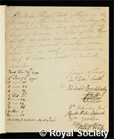 Pegge, Sir Christopher: certificate of election to the Royal Society