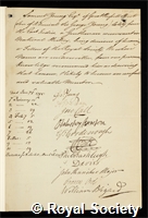 Young, Sir Samuel: certificate of election to the Royal Society