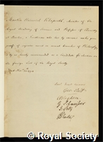 Klaproth, Martin Heinrich: certificate of election to the Royal Society