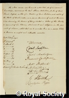 Robertson, Abraham: certificate of election to the Royal Society