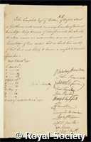 Campbell, John, Baron Cawdor: certificate of election to the Royal Society