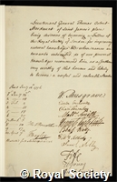Mordaunt, Thomas Osbert: certificate of election to the Royal Society