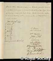 Wilson, Glocester: certificate of election to the Royal Society