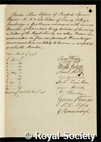 Lefevre, Charles Shaw: certificate of election to the Royal Society