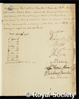 Holme-Sumner, George: certificate of election to the Royal Society