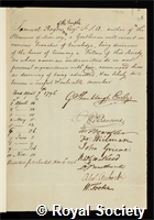 Rogers, Samuel: certificate of election to the Royal Society