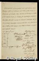 Smith, Robert: certificate of election to the Royal Society