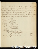 Sampson, Thomas: certificate of election to the Royal Society