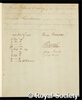 Ouseley, Sir William: certificate of election to the Royal Society