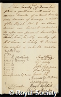 Towneley, John: certificate of election to the Royal Society