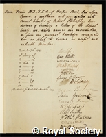Ferris, Samuel: certificate of election to the Royal Society
