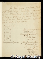 Whitmore, George: certificate of election to the Royal Society