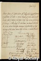 Greene, Thomas: certificate of election to the Royal Society