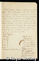 Paterson, William: certificate of election to the Royal Society