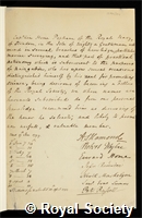 Popham, Sir Home Riggs: certificate of election to the Royal Society