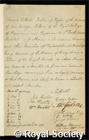 Roberts, Edward: certificate of election to the Royal Society