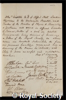 Crichton, Sir Alexander: certificate of election to the Royal Society: certificate of election to the Royal Society