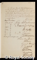 Hippisley, Sir John Cox: certificate of election to the Royal Society: certificate of election to the Royal Society