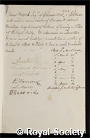 Meyrick, James: certificate of election to the Royal Society: certificate of election to the Royal Society