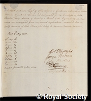 Dickinson, Charles: certificate of election to the Royal Society: certificate of election to the Royal Society