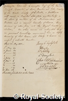 Carrington, Sir Codrington Edmund: certificate of election to the Royal Society: certificate of election to the Royal Society