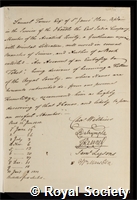 Turner, Samuel: certificate of election to the Royal Society: certificate of election to the Royal Society