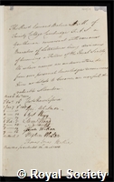 Balme, Edward: certificate of election to the Royal Society: certificate of election to the Royal Society