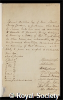 Antrobus, Sir Edmund: certificate of election to the Royal Society