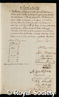 Long, William: certificate of election to the Royal Society