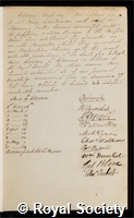 Bligh, William: certificate of election to the Royal Society