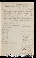 Ash, Edward: certificate of election to the Royal Society