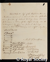 Wissett, Robert: certificate of election to the Royal Society