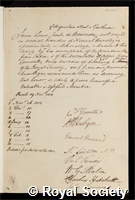 Bournon, Jacques Louis: certificate of election to the Royal Society