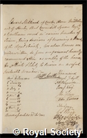 Hilliard, Edward: certificate of election to the Royal Society