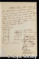 Raine, Matthew: certificate of election to the Royal Society