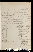 Forbes, James: certificate of election to the Royal Society