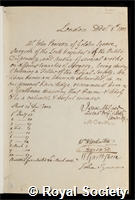 Pearson, John: certificate of election to the Royal Society