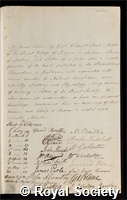 Wilson, James: certificate of election to the Royal Society