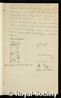Short, Charles: certificate of election to the Royal Society