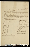 Hanmer, Sir Thomas: certificate of election to the Royal Society
