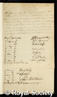Wrangham, Francis: certificate of election to the Royal Society